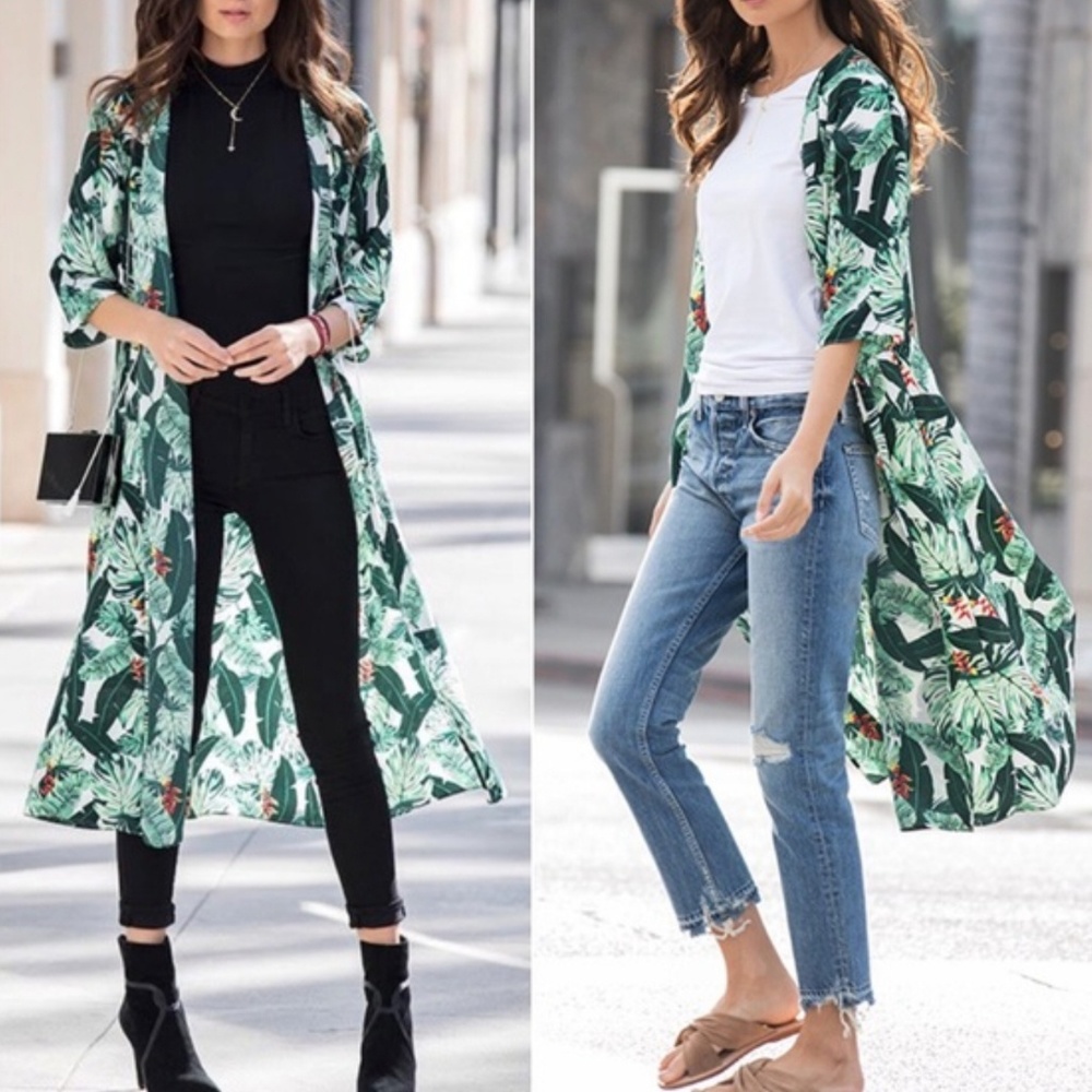Rachel Zoe Palm Print Duster One Size